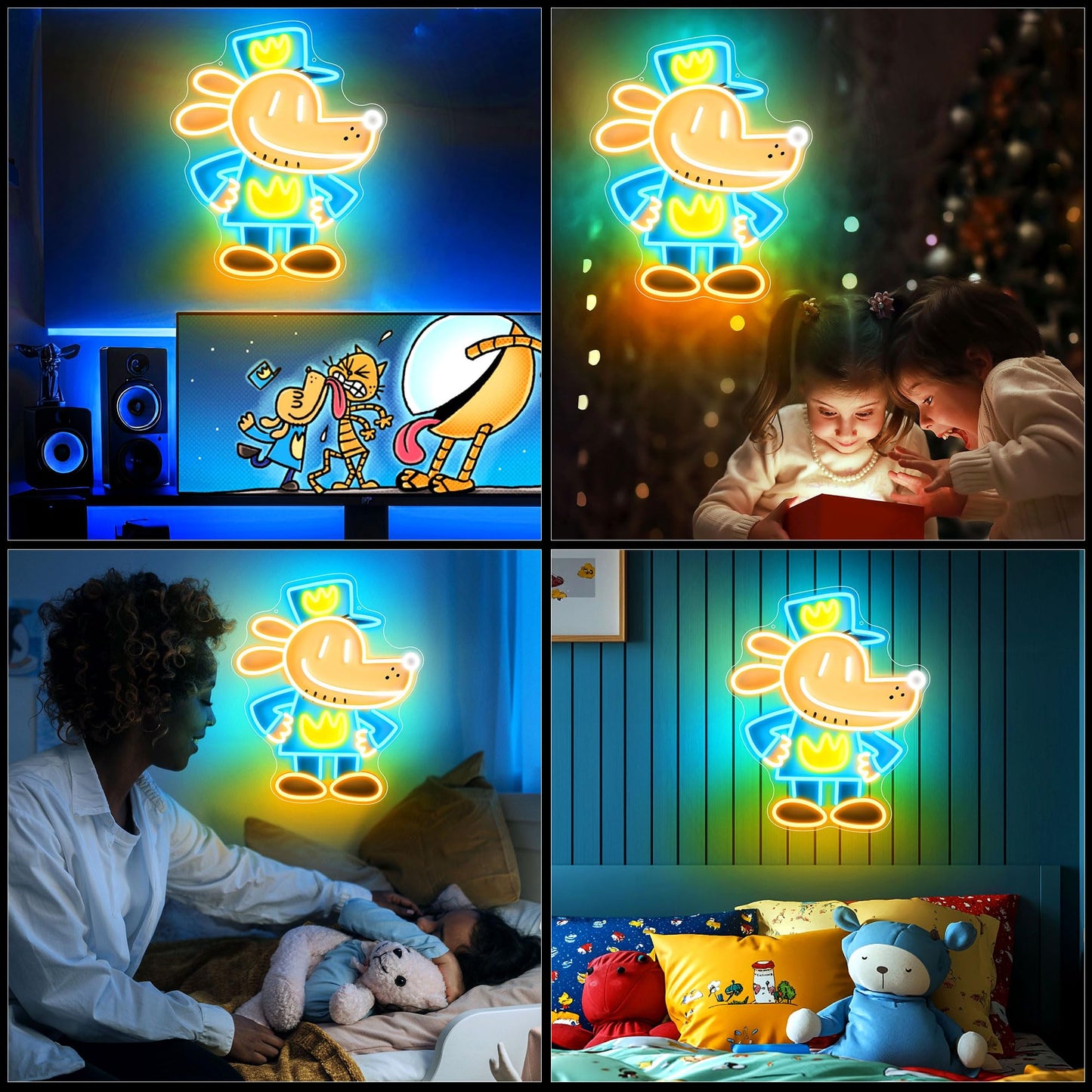Officially Licensed Dog Man Neon Sign  Neon Signs For Wall Decor  Uv Printing Led Light Sign  Kids Room  Game Room  Party  Birthday/Christmas Gift For Dog Man New Movie Lovers & Fans