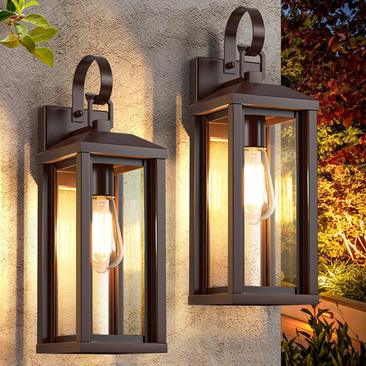 Snru 17 Brown Large Exterior Lighting Fixtures 2Pack  Waterproof Outdoor Wall Porch Lights Sconces Wall Mount  Coach Lights For Garage Carriage Lights Exterior For House