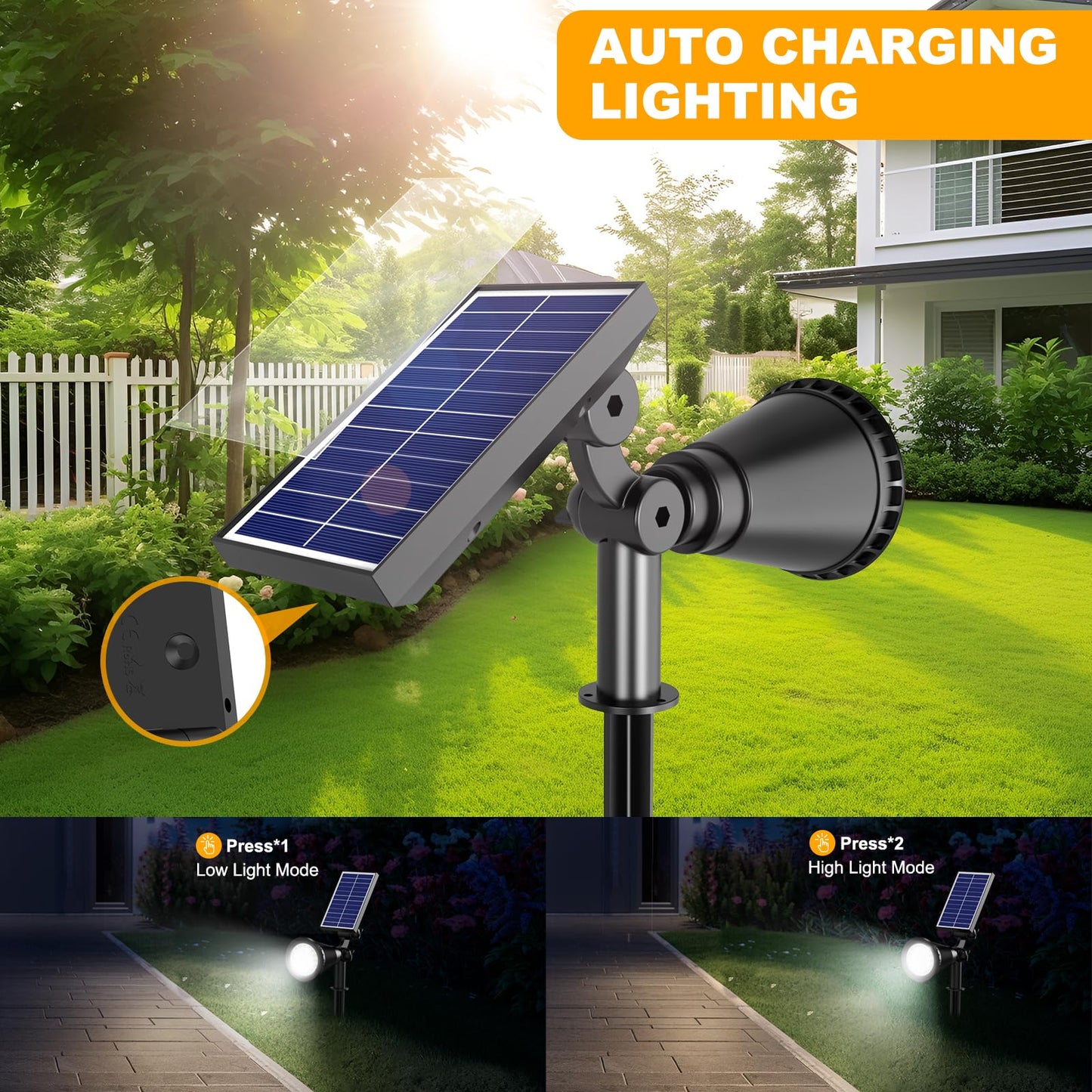 Apomao Solar Lights Outdoor Waterproof  36 Leds Adjustable Solar Spot Lights Outdoor  2-In-1 Solar Powered Spotlight Landscape Lighting For Tree  Garden  Yard  Pathway- 3 Pack (Cool White)