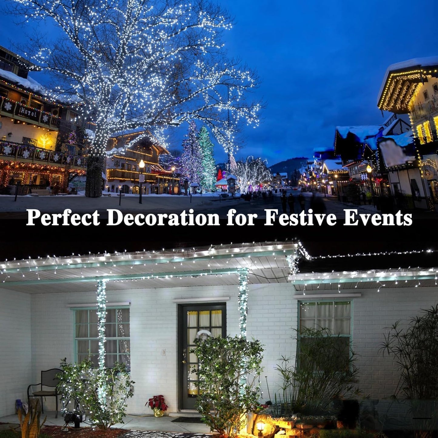 288Ft 800Led Extra-Long String Lights Indoor Outdoor Clear Wire  Cold White Christmas String Lights  Plug In Twinkle Fairy Light With Timer And Memory For Wedding Patio Tree Yard Christmas Decorations