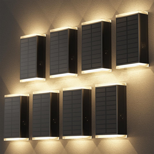 Solar Wall Light Outdoor   3000/4000/6000K 3 Modes Dusk To Dawn Lighting Wall Sconce Ip67 Waterproof Up And Down Solar Lights Outdoor Front Door Light For House  Garage  Porch  Doorway Fence (8Pack)