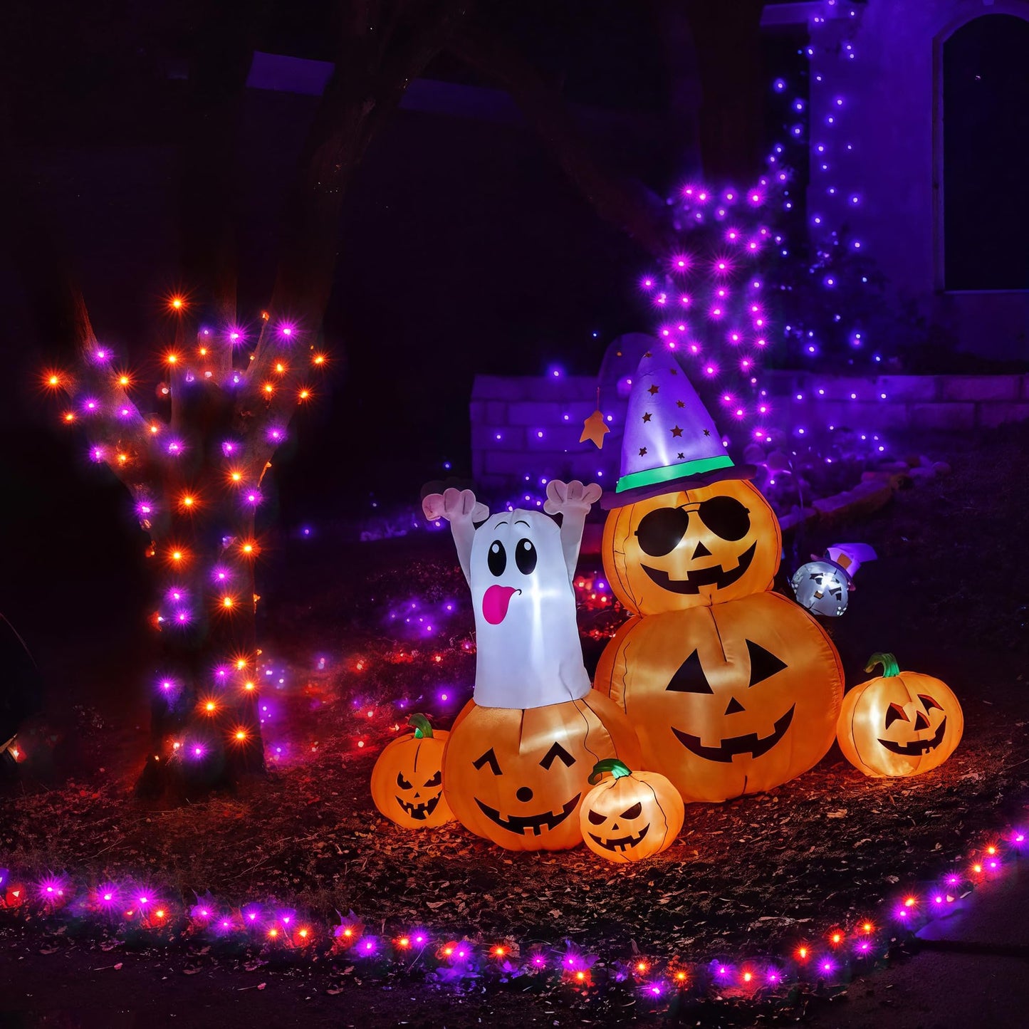 Wbao Halloween Lights Orange Purple 500Led 174Ft  Super Bright Led Halloween String Lights With Ul Certified  8 Lighting Modes  Timer  Memory & Waterproof For Indoor Outdoor Holiday Party Decorations