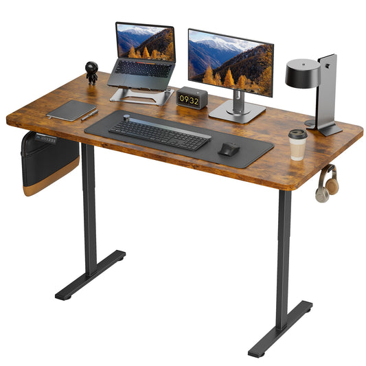 Electric Standing Desk, Standing Desk Adjustable Height, 24x48 Inches Sit Stand up Desk, Ergonomic Rising Computer Table with Memory Preset, Rustic Brown