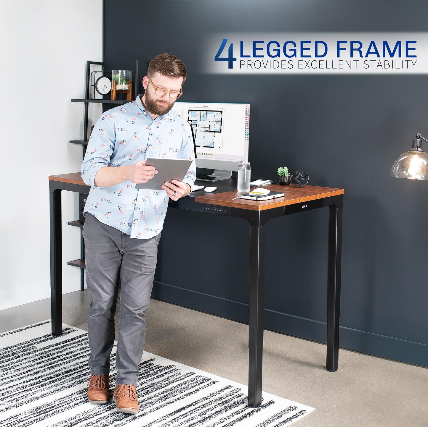 VIVO Premium Electric 4-Leg Quad Motor Standing Desk Frame for 71 x 30 inch Table Tops, Memory Controller, Frame Only, Black, DESK-F10B
