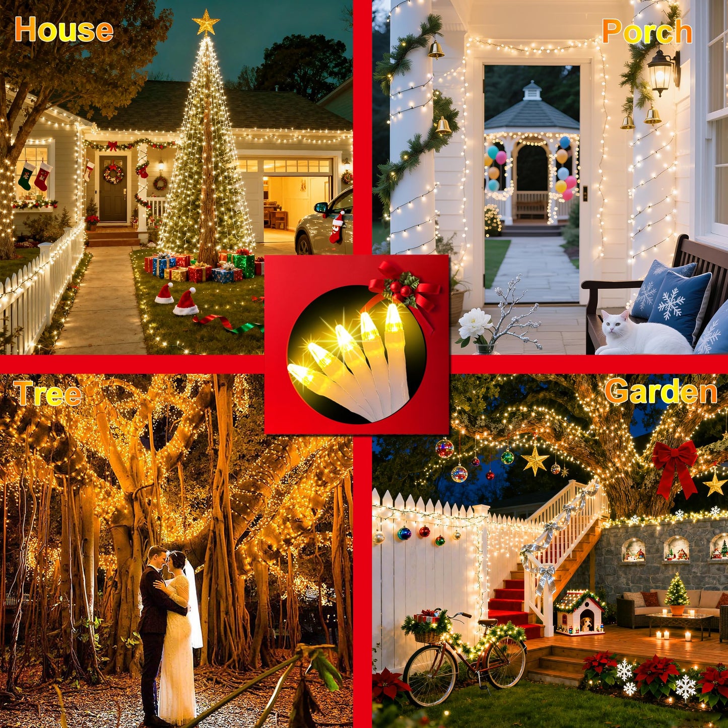 Xikengshq 1500 Led Christmas Lights Outdoor Use  470Ft 12 Modes Warm White Led String Lights With Timer Dimmable  Waterproof Christmas Lights For Tree Xmas Patio Yard Fence Balcony Garden Decorations