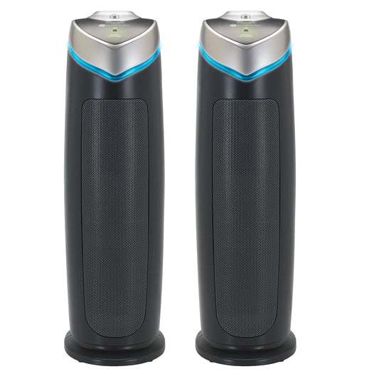 GermGuardian Air Purifier for Home with HEPA Pure Filter, for Wildfire Smoke, Pet Dander, Pollen, Odors, Large Rooms Up To 743 Sq. Ft., Removes 99.97% Pollutants, UV-C, 2-Pack, 22", AC48252PK, Gray