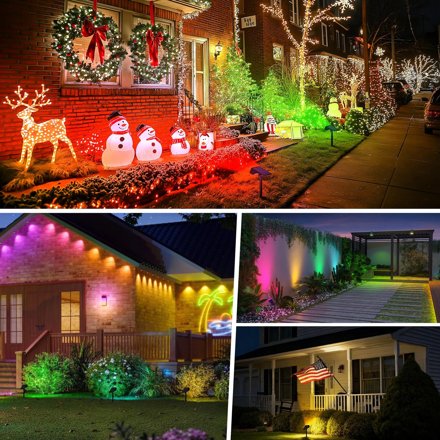 Wenaty Solar Spot Lights Outdoor Color Changing  [7 Mode/6 Pack] Christmas Landscape Spotlights  Solar Lights Outdoor Waterproof Led Powered Flood Light For Halloween Pathway Yard Garden Tree Walkway