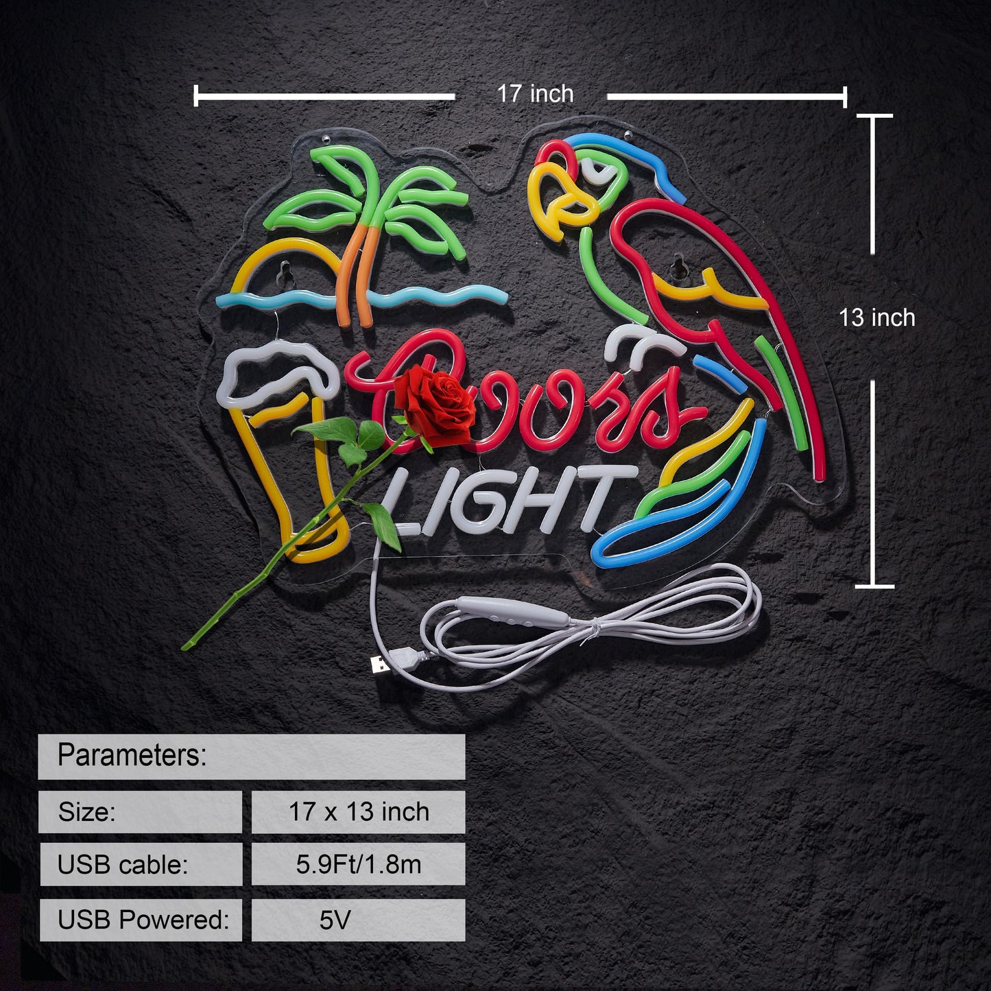 Bar Parrot Crs Light Neon Sign For malt-inspired Palm Tree Wall D?Cor Dimmable Switch Neon Led Light Up Signs With Usb Powered For Home Bedroom Man Cave Art Decor Gift