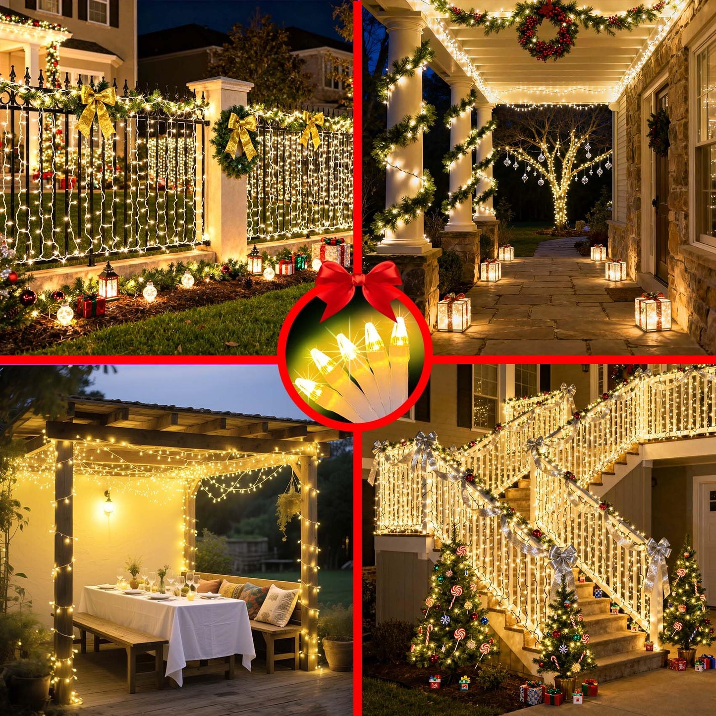 750 Led 240Ft Christmas String Lights Outdoor  12 Pro Modes And Timer Memory & Brightness  Plug In Outdoor Waterproof Clear Wire Twinkle Light For For Xmas Yard Tree Wedding Party Decor (Warm White)