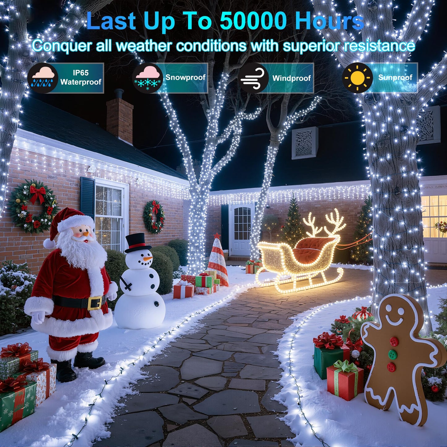 1500Led Christmas Lights Outdoor Use  470Ft 12 Modes Cool White Led String Lights With Timer Dimmable  Waterproof Christmas Lights For Tree Wedding Xmas Patio Fence Balcony Garden Decor Cool White