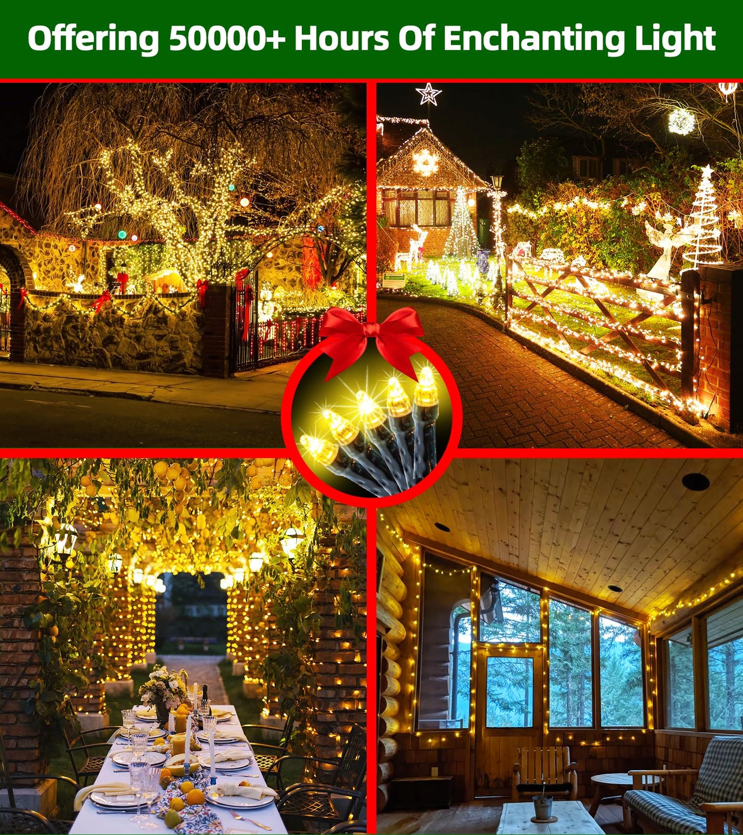 Quhuatu 750 Led 240Ft Christmas Lights Outdoor 12 Lighting Modes Christmas String Lights With Timer  Dimmable Warm White Led Stringlights Waterproof For Yard Tree Wedding Party Holiday Warm White