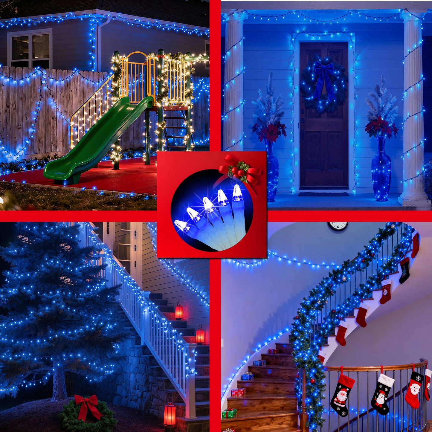 Xikengshq 750Led Christmas Lights Outdoor Use  240Ft 12 Modes Blue Led String Lights With Timer Dimmable  Waterproof Christmas Tree Lights For Xmas Patio Yard Fence Balcony Garden Party Decor Blue