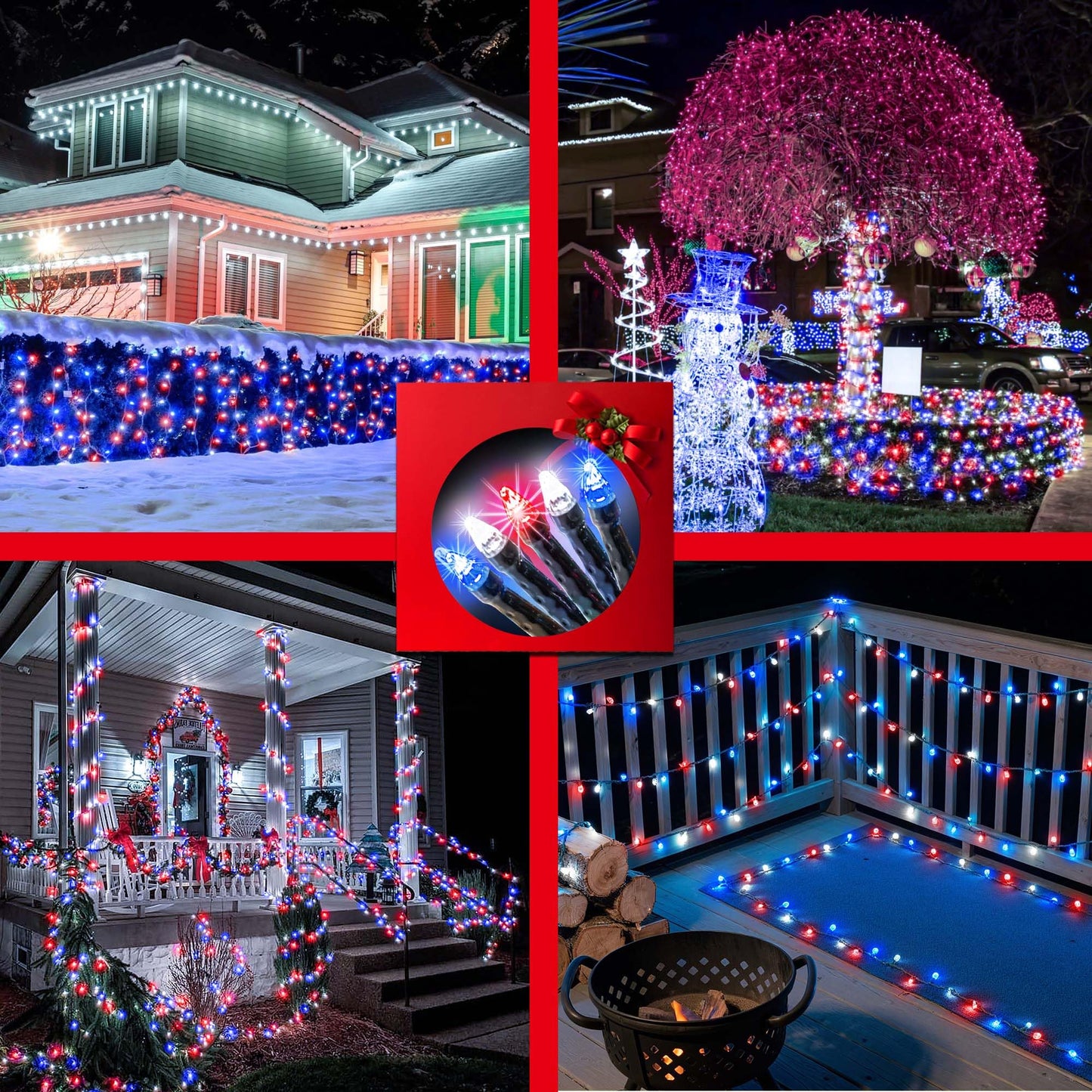 1500 Led 470Ft Christmas Lights Outdoor 12 Lighting Modes Christmas String Lights With Timer  Dimmable Plug In Red White And Blue Led Stringlights Waterproof For Yard Tree Wedding Party Holiday