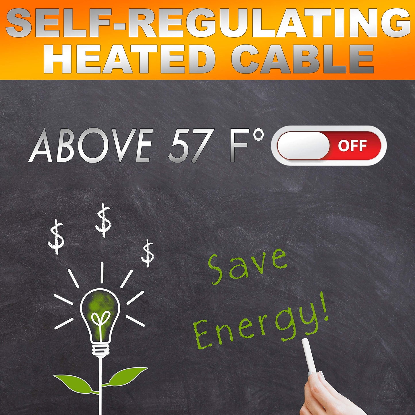 Dr Infrared Heater DR-9RC1100 Heating Cables for Pipes and Roof De-Icing, Self-Regulating with Built-in Thermostat, 120V, 12W/ft, 1200W, 100FT