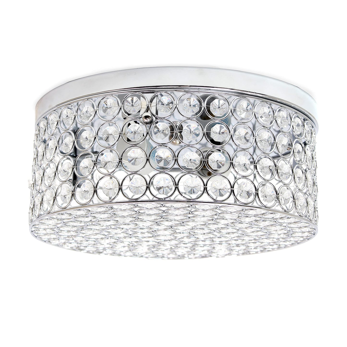 Elegant Designs FM1003-CHR Ceiling Flush Mount Fixture, 12 Inch, 2 Light, Chrome, Crystal