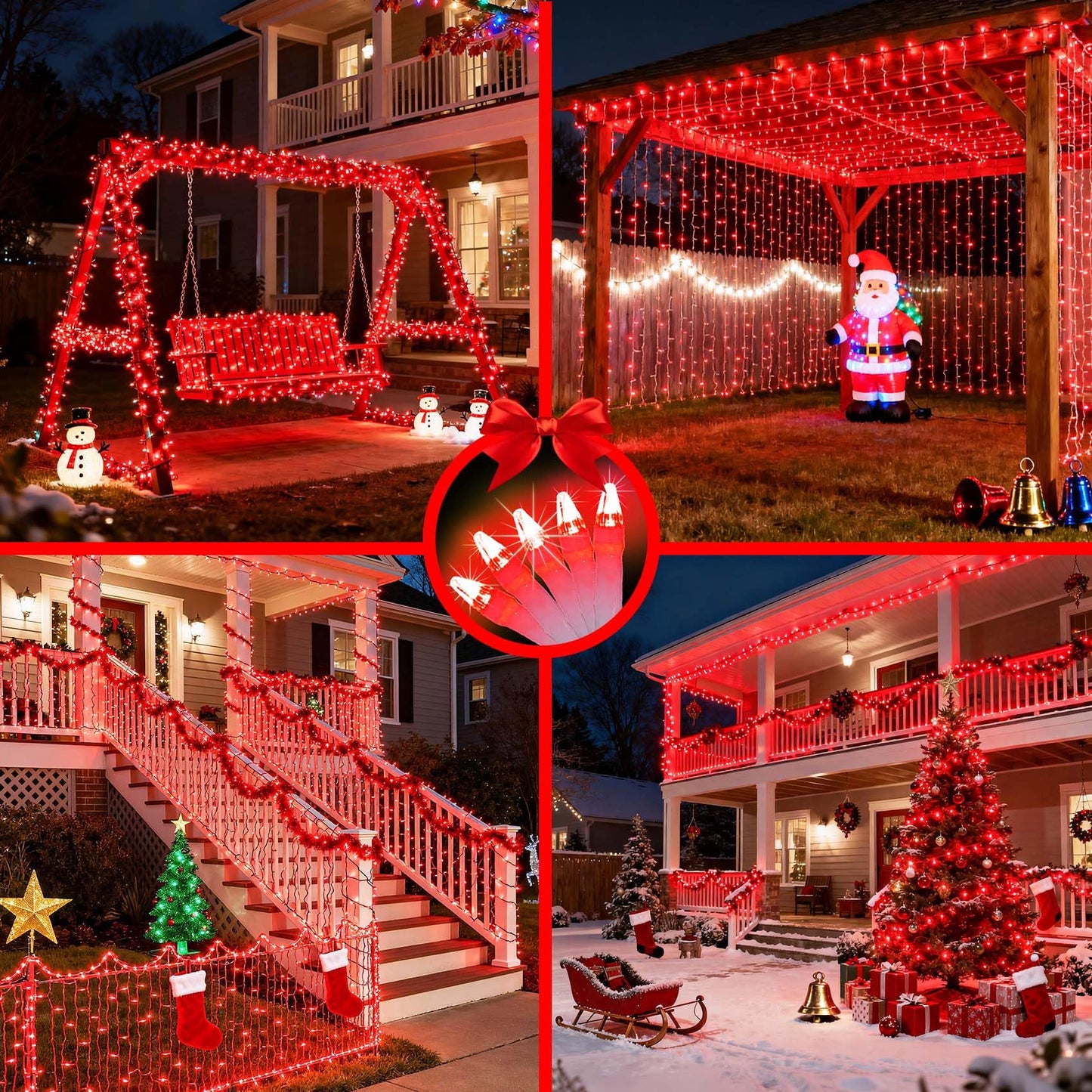 750 Led 240Ft Christmas String Lights Outdoor  12 Pro Modes And Timer Memory & Brightness  Plug In Outdoor Waterproof Clear Wire Twinkle Light For For Xmas Yard Tree Wedding Party Decor (Red)