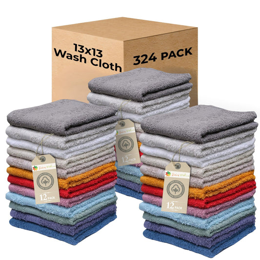 Washcloths, 12 Pack, 100% Extra Soft Ring Spun Cotton Wash Cloth, Size 13" X 13", Soft and Absorbent, Machine Washable, Vibrant Assorted Colors