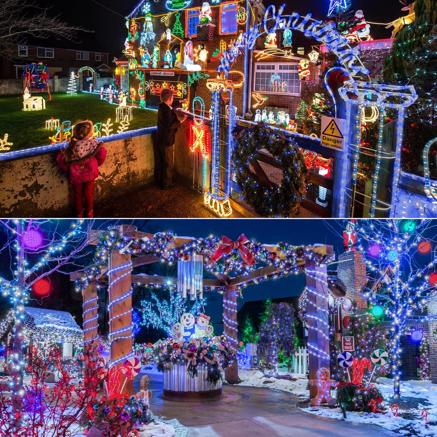 200Ft Led Rope Lights Outdoor  1440 Led Flexible Tube Lights With 8 Modes  Waterproof Led Rope Lighting For Outside Garden Patio Bedroom Party Pool Fences Indoor Outdoor Christmas Decor (White & Blue)