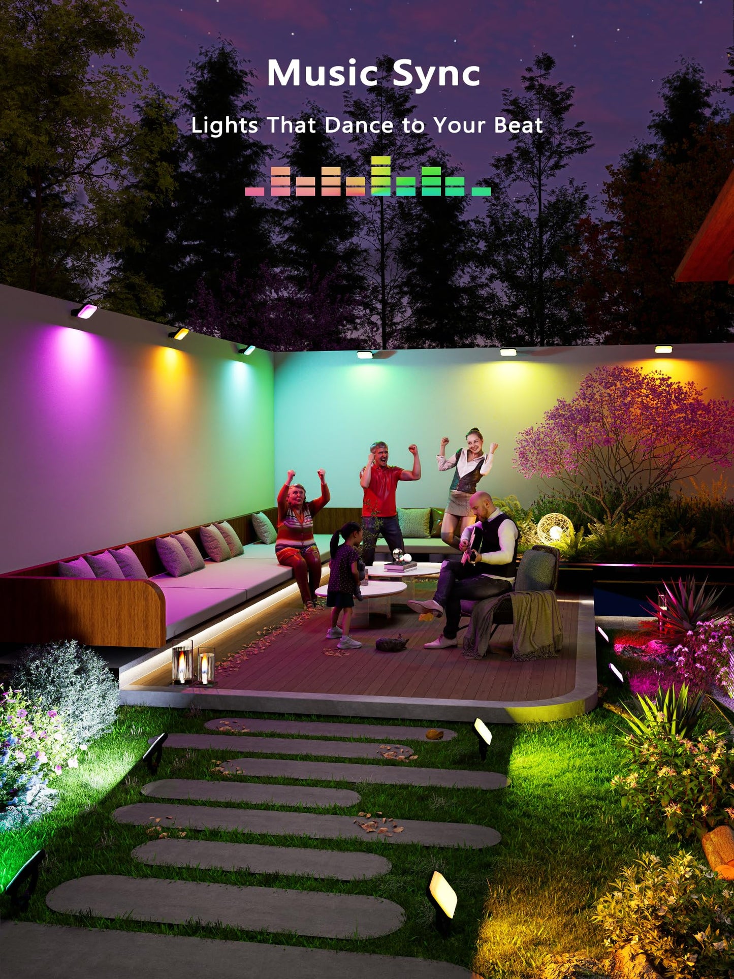 Brizlabs Outdoor Flood Lights  Smart Rgbcw Pathway Landscape Lighting App Control  Color Changing Led Floodlights Works With Alexa And Google Assistant For Halloween Christmas Garden Yard Lawn  4 Pack