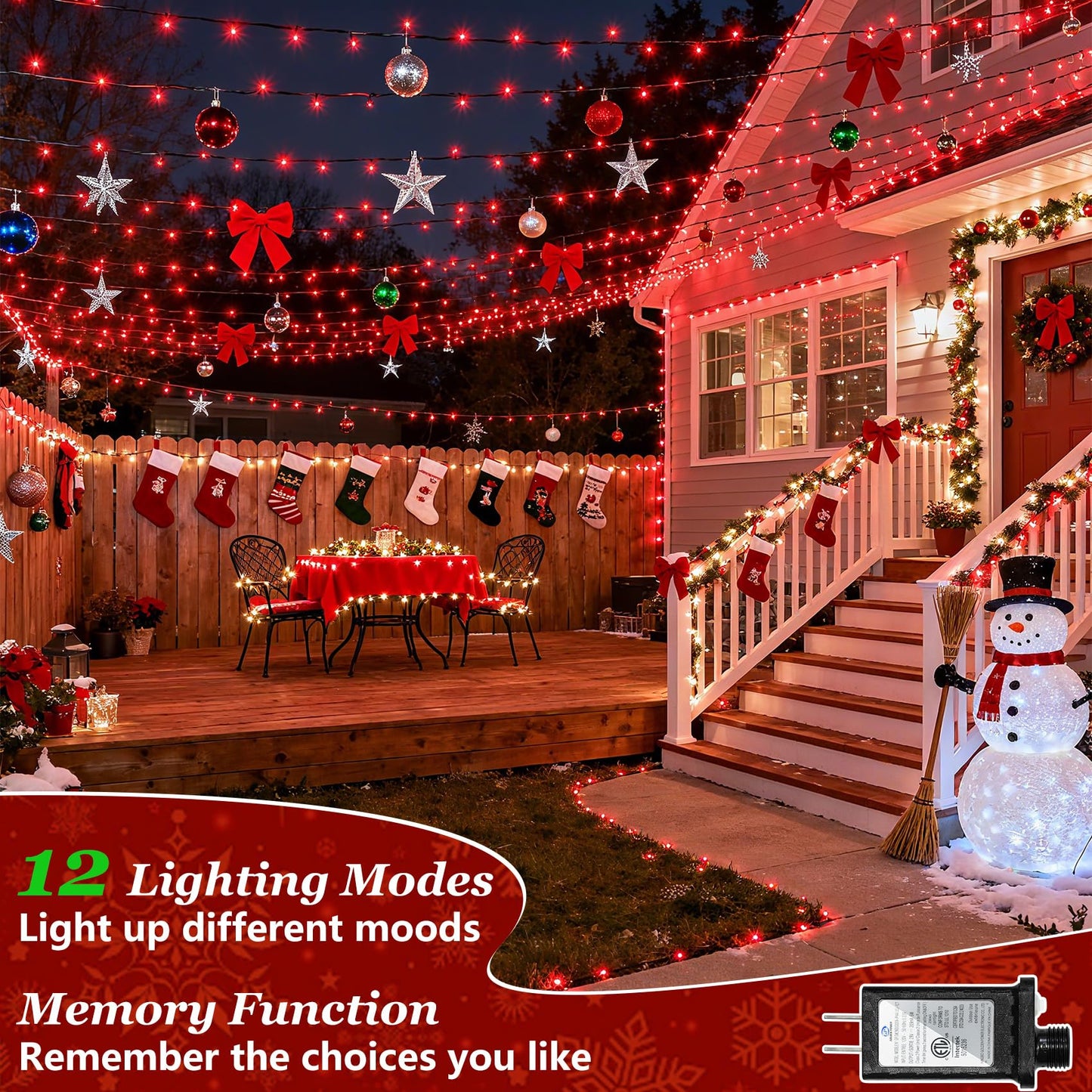 1500 Led Christmas Lights Outdoor With 12 Modes  470Ft Green Wire Christmas String Fairy Lights With Timer & Dimmable  Waterproof Twinkle Tree Lights For House Patio Party Wedding Xmas Decor  Red