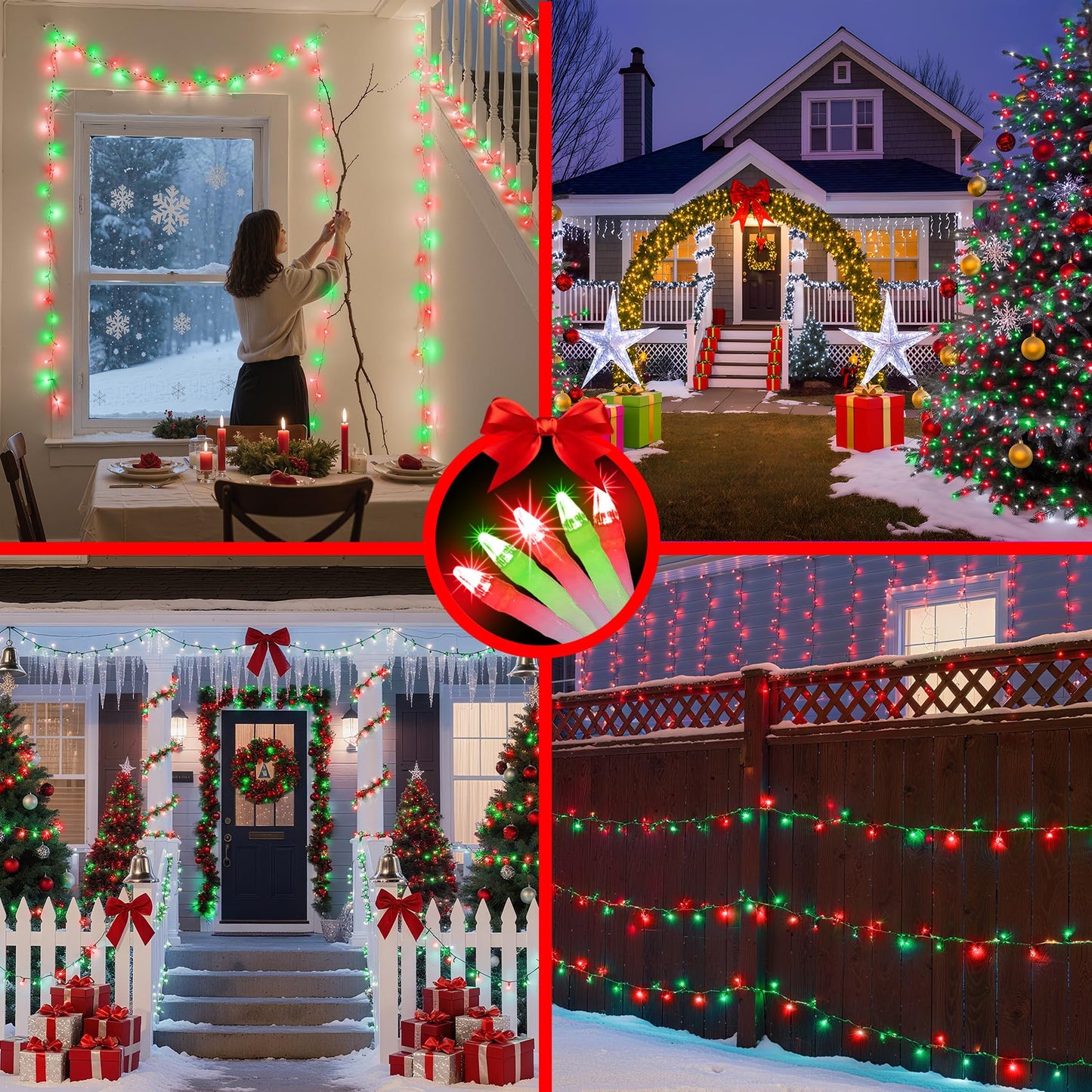 1500 Led 470Ft Christmas String Lights Outdoor  12 Pro Modes And Timer Memory & Brightness  Plug In Waterproof Clear Wire Twinkle Light For For Xmas Yard Tree Wedding Party Decor (Red & Green)