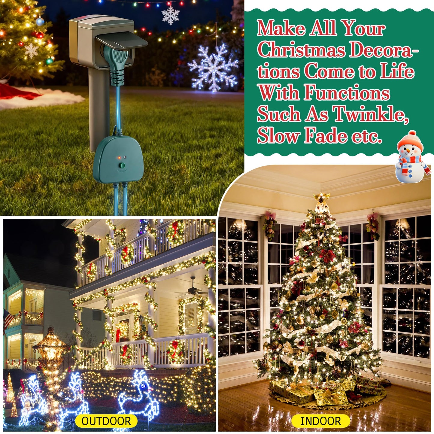 Gulfmew Christmas Light Controller With Remote  Create Dazzling Lighting Displays With Multiple Functions  Timer  Dusk To Dawn Sensor  Adjust Speed For Holiday Xmas Lights(2 Channel  14 Functions)