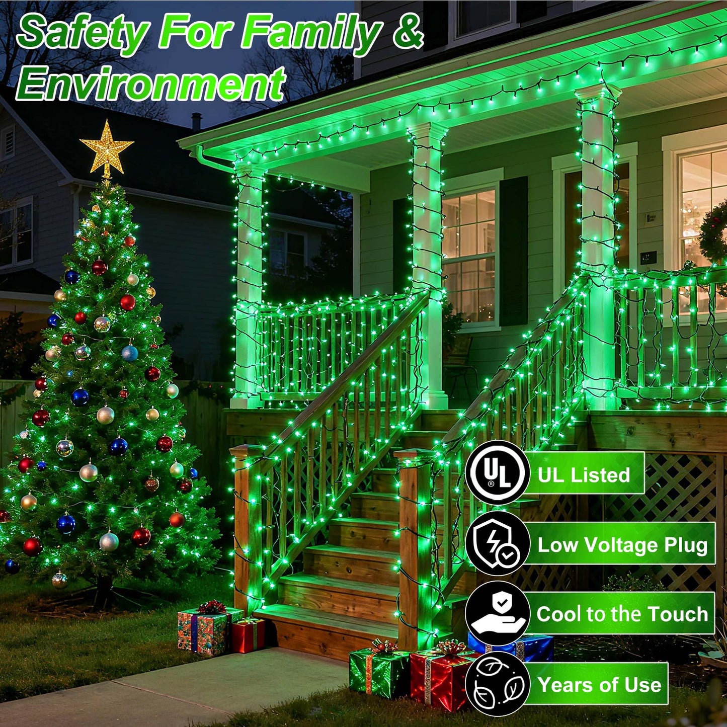 1500 Led 470Ft Christmas String Lights Outdoor  12 Pro Modes And Timer Memory & Brightness  Plug In Waterproof Dark Green Wire Twinkle Light For For Xmas Yard Tree Wedding Party Decor (Green)