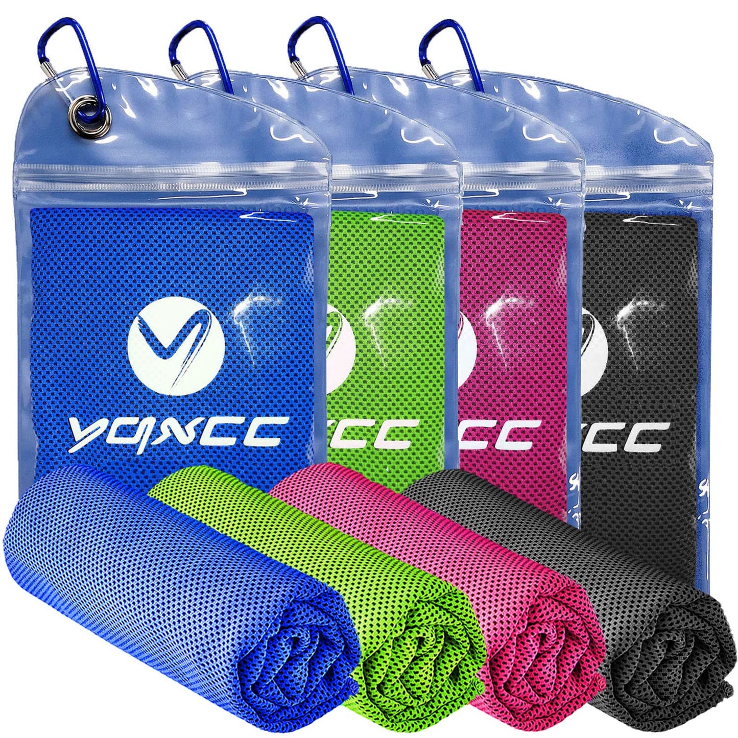 YQXCC 4 Pack Cooling Towel (47"x12") Ice Cool for Neck, Microfiber Soft Breathable Chilly Towels for Yoga, Sports, Golf, Gym, Camping, Running, Fitness, Workout & More Activities