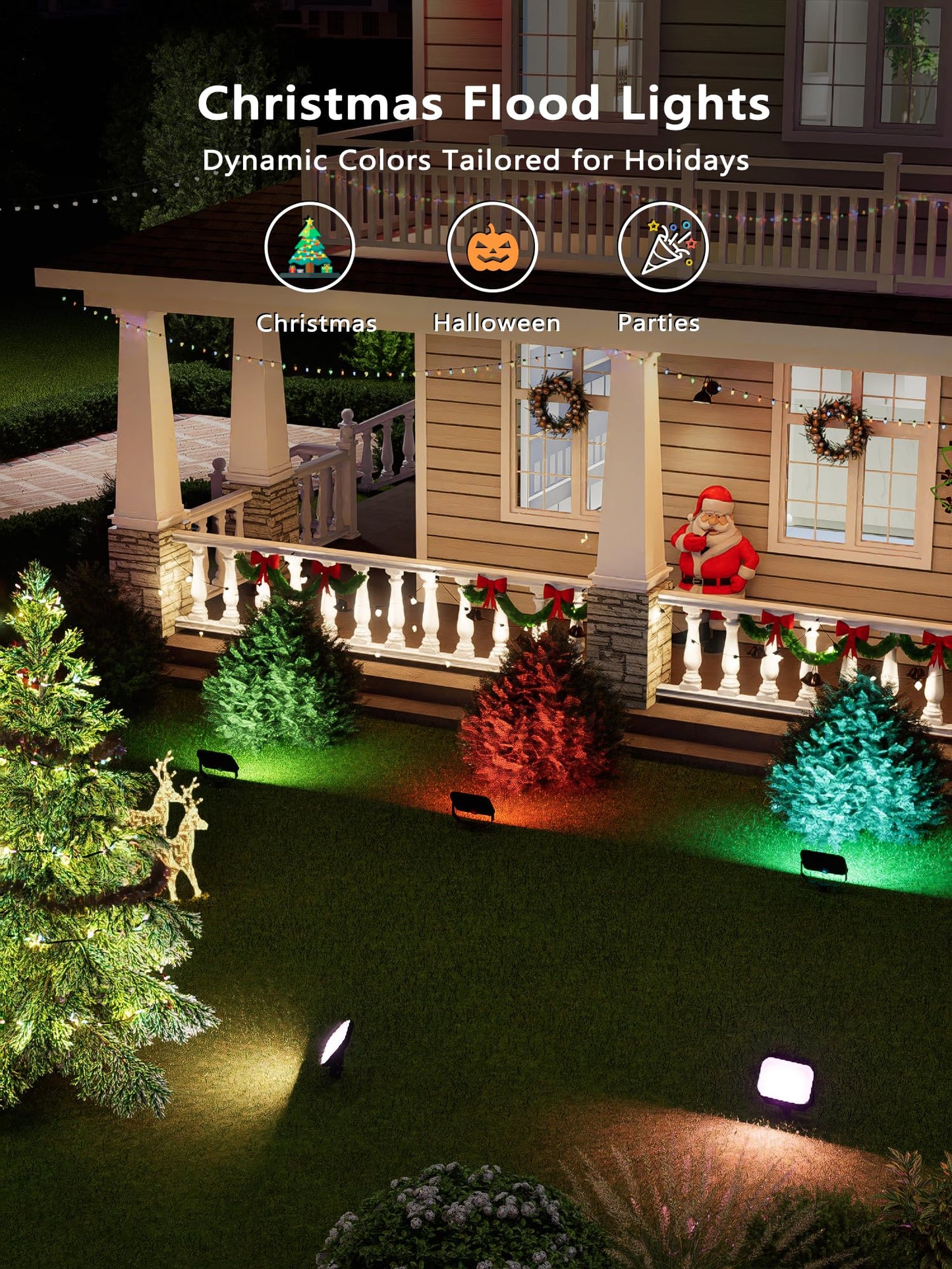 Brizlabs Outdoor Flood Lights  Smart Rgbcw Pathway Landscape Lighting App Control  Color Changing Led Floodlights Works With Alexa And Google Assistant For Halloween Christmas Garden Yard Lawn  4 Pack