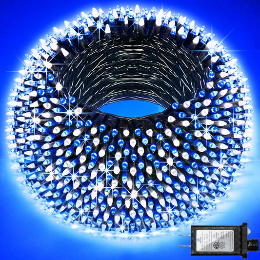 1500 Led 470Ft Christmas Lights Outdoor 12 Lighting Modes Christmas String Lights With Timer  Dimmable Blue Cool White Led Stringlights Waterproof For Yard Wedding Party Holiday Decor Blue&Coolwhite