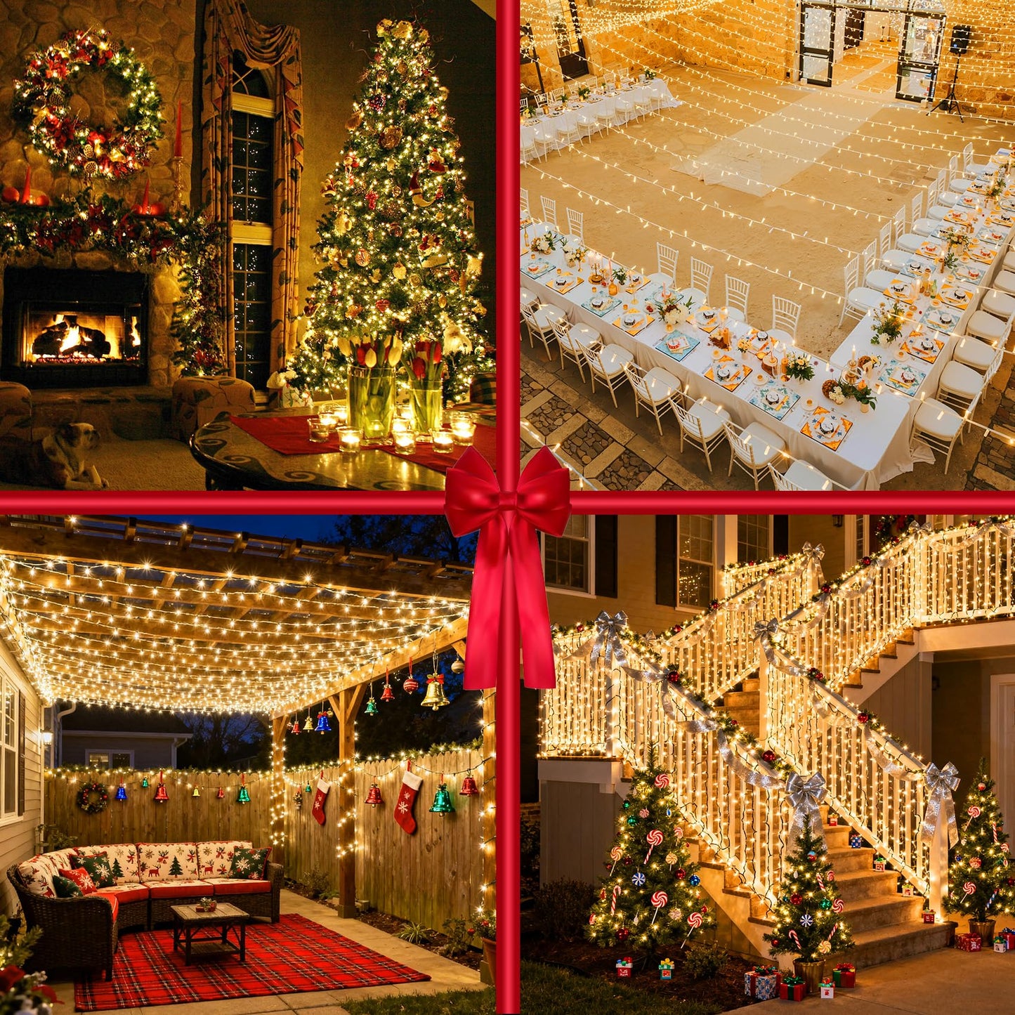 750 Led Christmas String Lights Outdoor  240Ft Twinkle Fairy Lights With Timer & Memory  12 Modes Dimmable Waterproof Tree Light For House Patio Wedding Party Christmas Decororations  Warm White