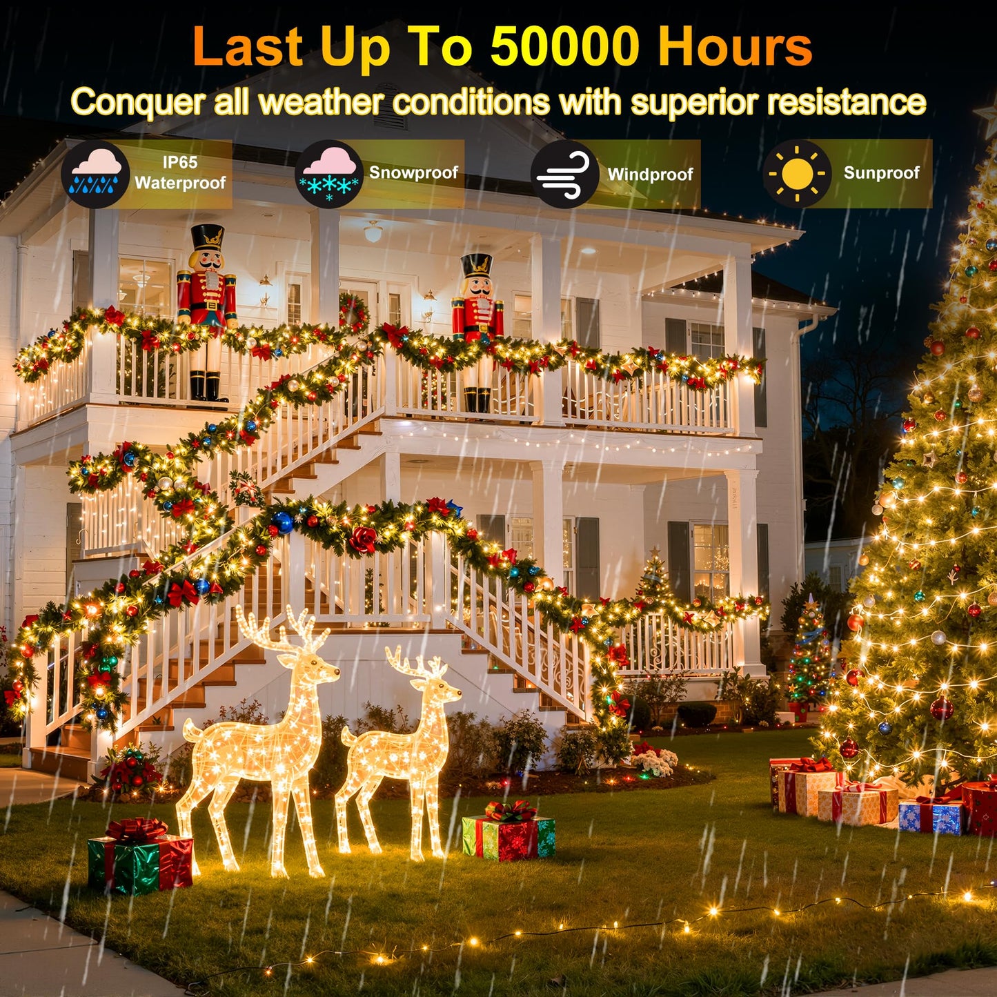 Xikengshq 1500 Led Christmas Lights Outdoor Use  470Ft 12 Modes Warm White Led String Lights With Timer Dimmable  Waterproof Christmas Lights For Tree Xmas Patio Yard Fence Balcony Garden Decorations