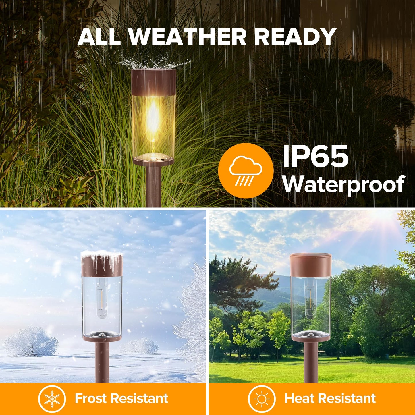 Ume 8 Pack Solar Pathway Lights Outdoor  Bright Solar Garden Lights With Metal Design-Ip65 Waterproof  Auto On/Off  3000K Led Landscape Lighting For Yard  Lawn  Walkway  Driveway  Patio Decor
