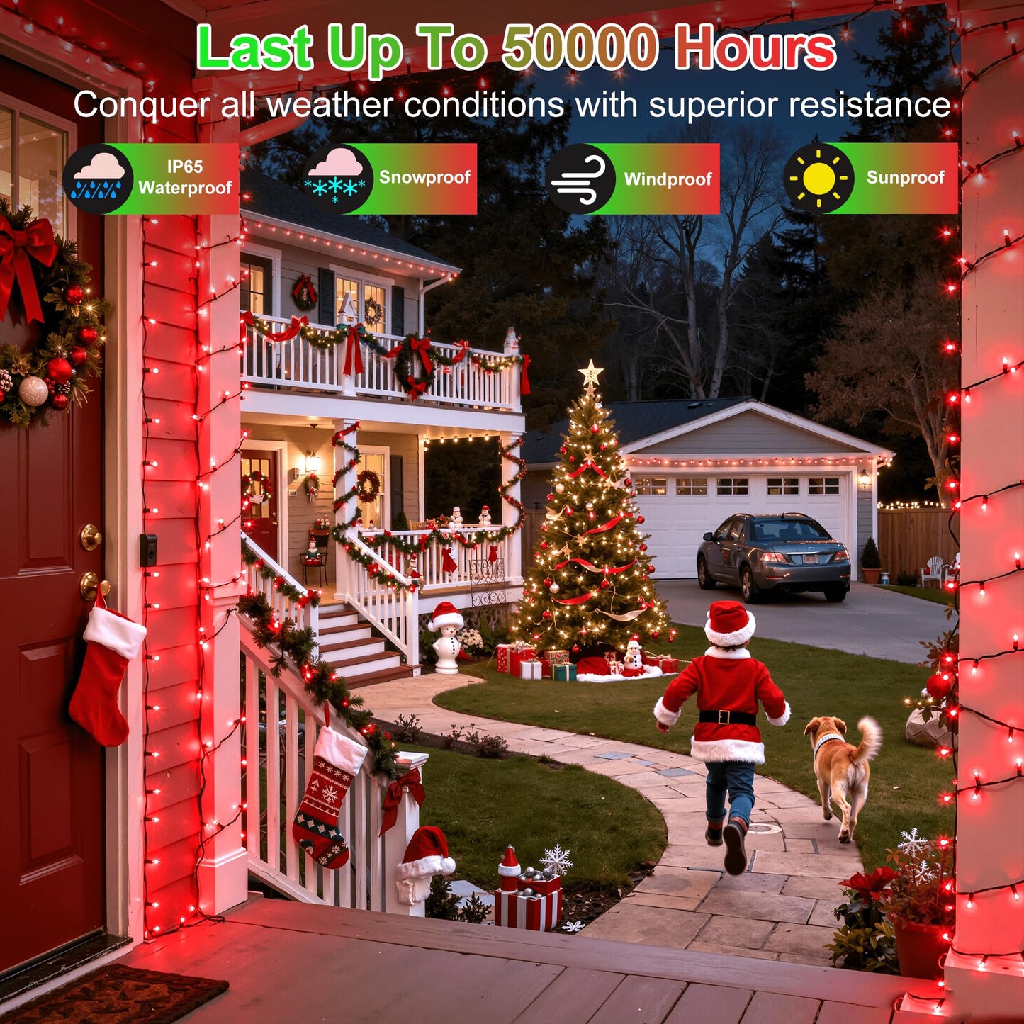 Xikengshq 1500Led Christmas Lights Outdoor Use  470Ft 12 Modes Red Led String Lights With Timer Dimmable  Waterproof Christmas Tree Lights For Xmas Patio Yard Fence Balcony Garden Party Decor Red