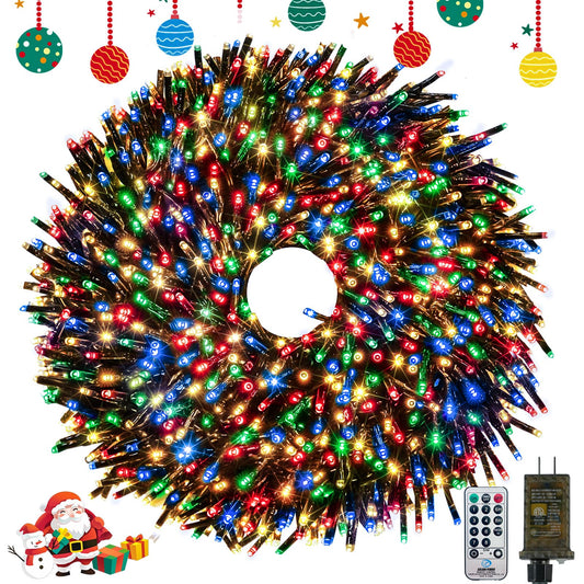 100Ft 2000 Led Christmas Cluster Lights  Fire er String Lights With Remote & 8 Modes & Timer  Waterproof Fairy Twinkle Light Plug In For Indoor Outdoor Party Yard Xmas Tree Decoration  Multicolor