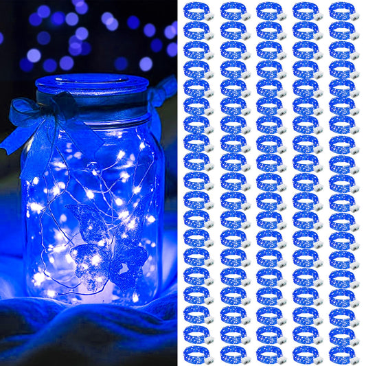 Aikei 100 Pack Led Fairy Lights Battery Operated  Mini String Lights 3 Lighting Modes Waterproof 7 Feet 20 Led Firefly Starry Lamps For Wedding Party Bedroom Garden Halloween Christmas Decoration Blue