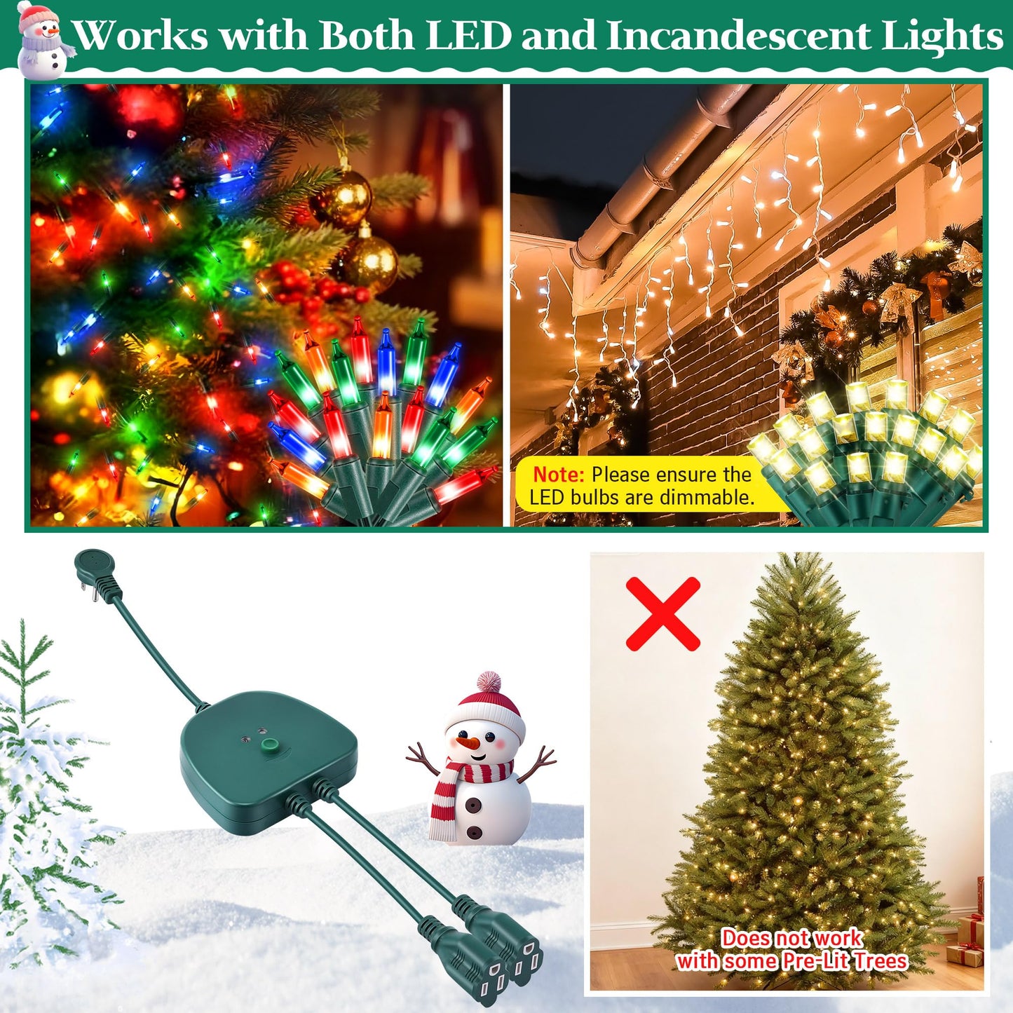 Gulfmew Christmas Light Controller With Remote  Create Dazzling Lighting Displays With Multiple Functions  Timer  Dusk To Dawn Sensor  Adjust Speed For Holiday Xmas Lights(2 Channel  14 Functions)
