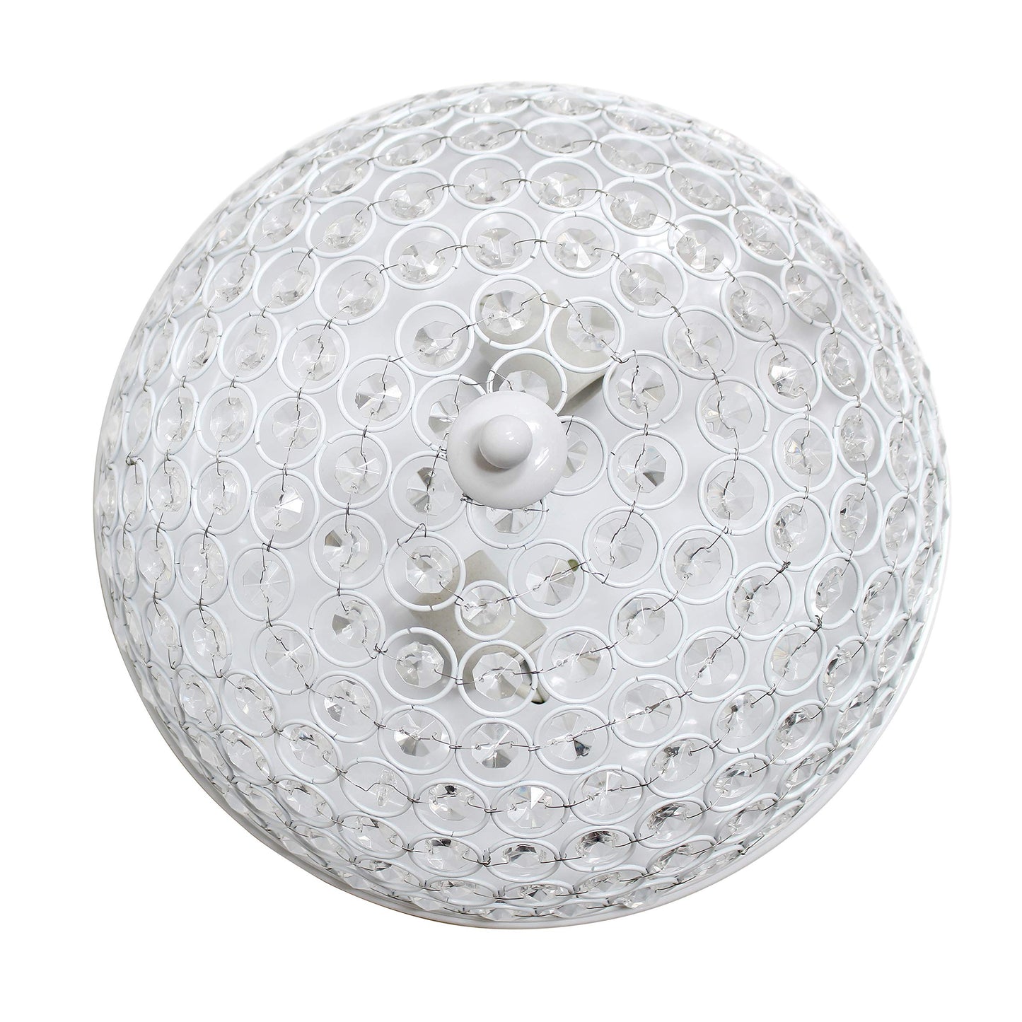 Elegant Designs FM1000-WHT Ceiling Flush Mount Light Fixture, 2-Light, Crystal, 13in x 13in x 6.5in, White