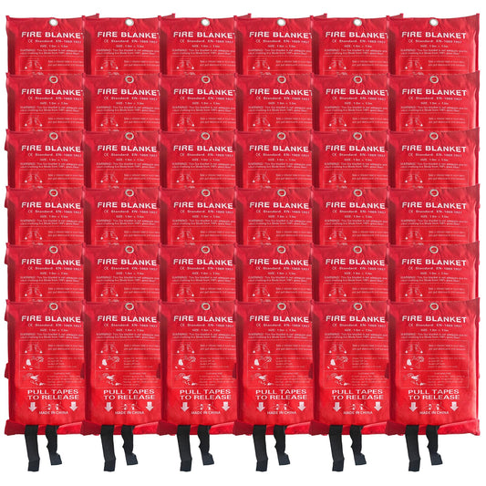 36 Packs Fire Blanket – 39.37x39.37 Inches, 1100℉ Heat Resistant, Emergency Fire Suppression Blanket for Kitchen, Home, Car, Camping – Easy to Use, Non-Toxic, Reusable, Compact & Lightweight