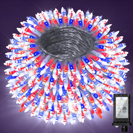 750 Led Christmas String Lights Outdoor  240Ft Twinkle Fairy Lights With Timer & Memory  12 Modes Dimmable Waterproof Tree Light For House Wedding Party Christmas Decororations  Red White & Blue