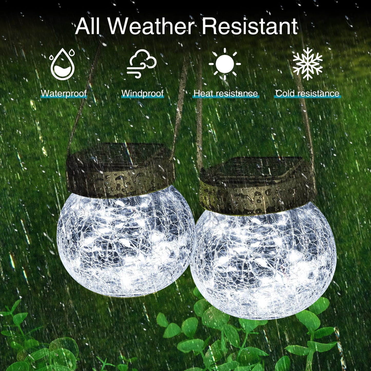 Kolpop Solar Lanterns Outdoor Waterproof 6 Pack  Hanging Solar Lights With 30 Led   ed Glass Hanging Globes For Garden Patio Fence Yard Christmas Tree Decoration  Cold White