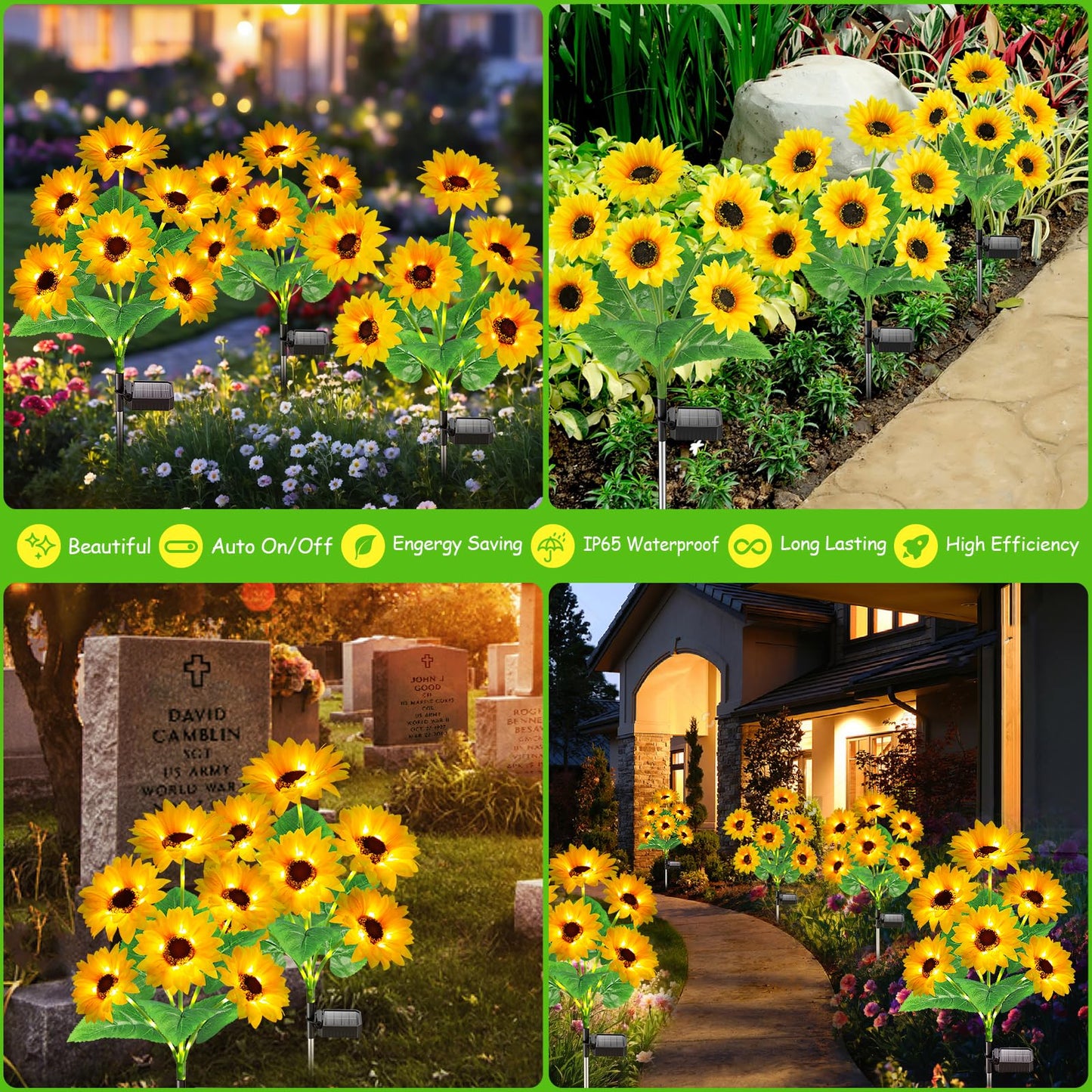 Solar Lights Outdoor Garden Decor  Upgraded 6 Pack With 36 Sunflowers  Auto On/Off Solar Flowers  Waterproof Garden Lights For Yard Patio  Gift For Mother