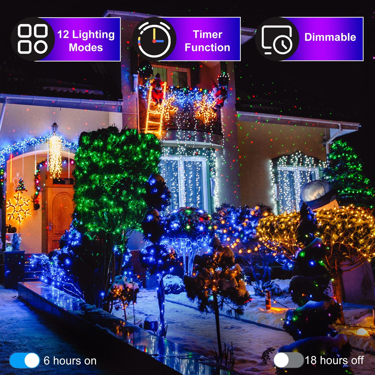 Xikengshq 1500Led Christmas Lights Outdoor Use  470Ft 12 Modes Blue Led String Lights With Timer Dimmable  Waterproof Christmas Tree Lights For Xmas Patio Yard Fence Balcony Garden Party Decor Blue