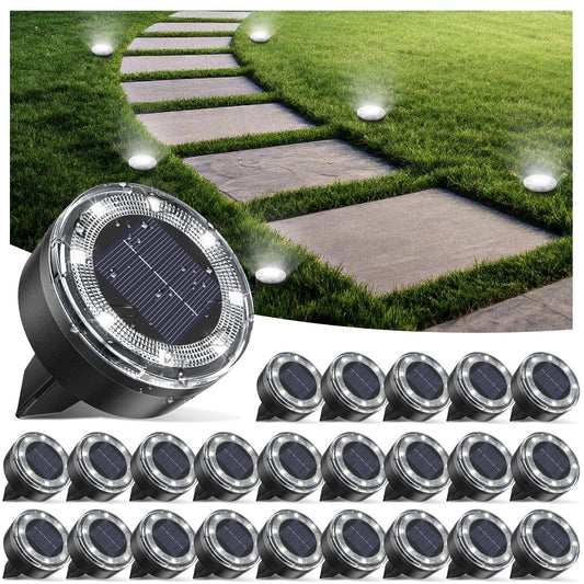 Vighep Mini Solar Ground Lights  24 Pack Solar Lights Outdoor Waterproof  Upgraded Led Flat Landscape Lighting For Outside Pathway Garden Patio Yard Driveway Cold White