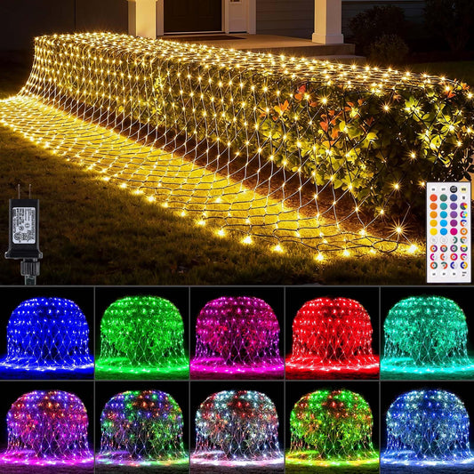 Lithome 10.5 X 10.5Ft Christmas Net Lights Outdoor  35 Colors Changing 288 Led Christmas Net Lights With Remote Connectable  9 Modes Rgb Mesh Light Plug In For Bushes  Garden  Gazebo  Holiday Decor