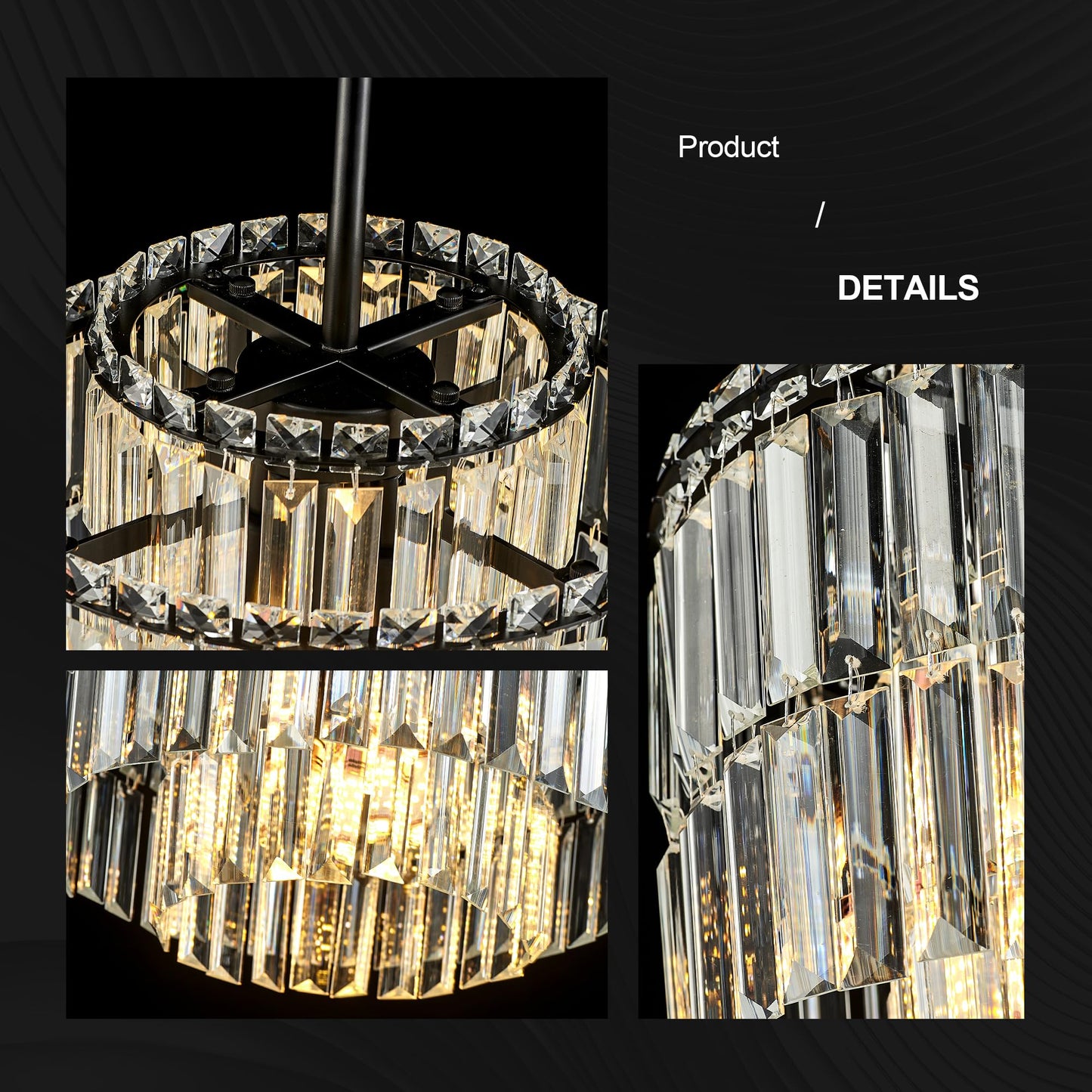Lighceac Modern 12.8 Black Crystal Chandelier Ceiling Light Fixtures For Dining Room stylish Glam 4-Light Crystal Chandeliers Lighting For Bedroom Entryway Hallway Living Room Kitchen Island Foyer