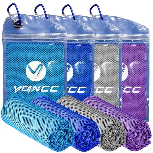 YQXCC 4 Pack Cooling Towel (47"x12") Ice Cool for Neck, Microfiber Soft Breathable Chilly Towels for Yoga, Sports, Golf, Gym, Camping, Running, Fitness, Workout & More Activities