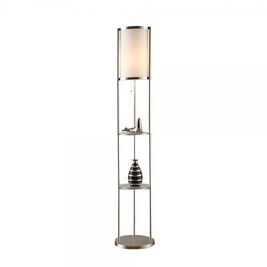 Artiva Usa Glass Display Shelf Floor Lamp, Brushed Steel, Model A21040Fln